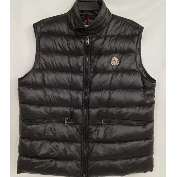 Moncler Men's Quilted Down Vest Zip Font Black size 5 - Picture 1 of 8